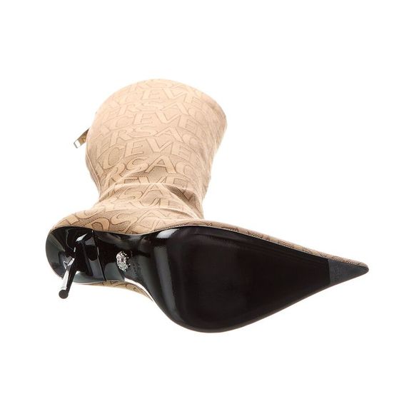 Versace Allover Canvas & Leather Knee-High Boot - Picture 4 of 5